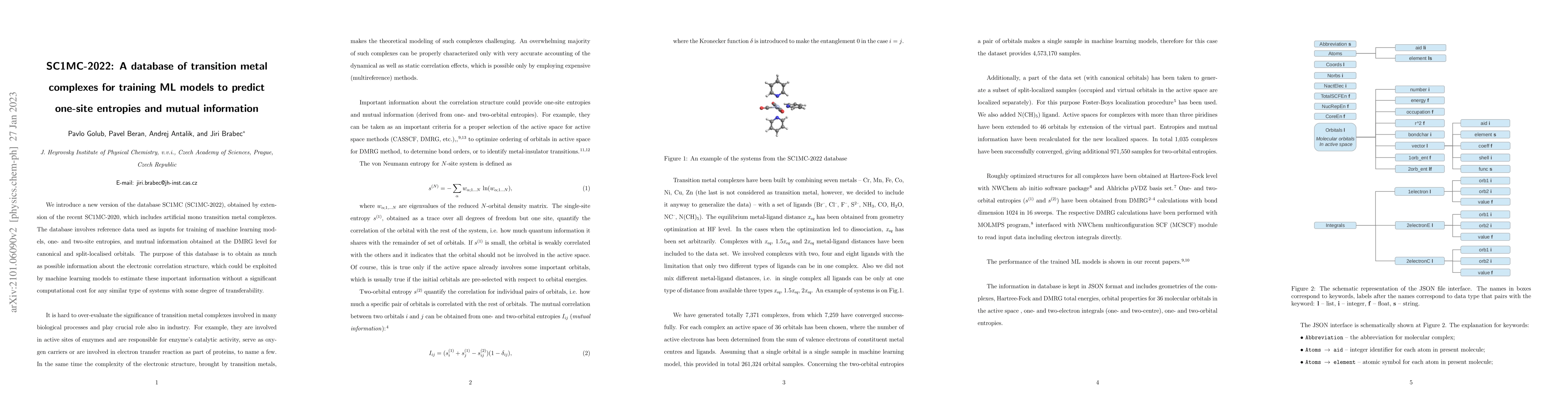 Thumbnail for SC1MC-2022: A database of transition metal complexes for training ML
  models to predict one-site entropies and mutual information