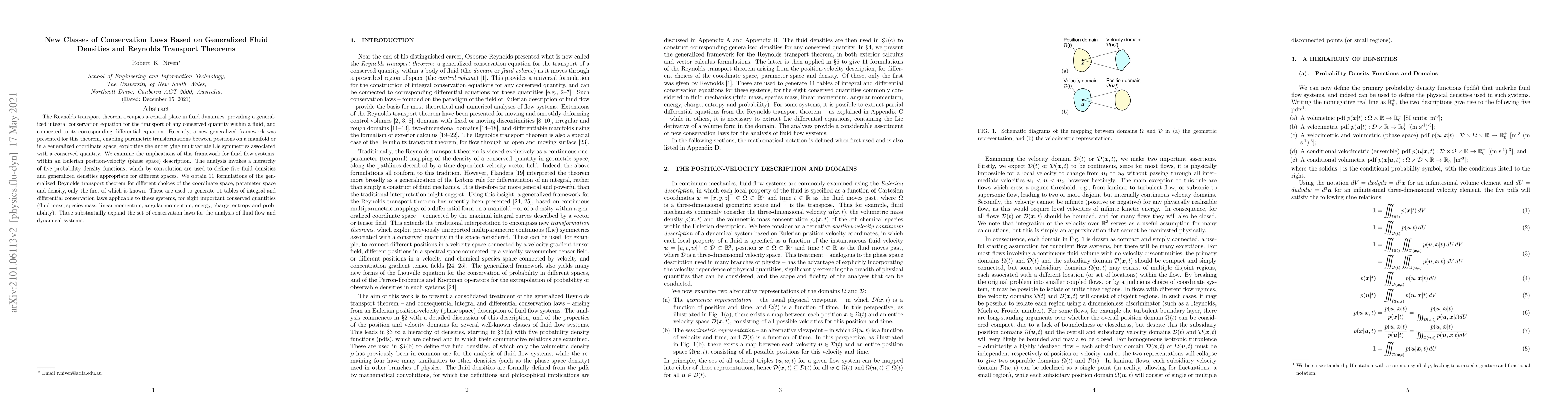 Thumbnail for New Classes of Conservation Laws Based on Generalized Fluid Densities
  and Reynolds Transport Theorems