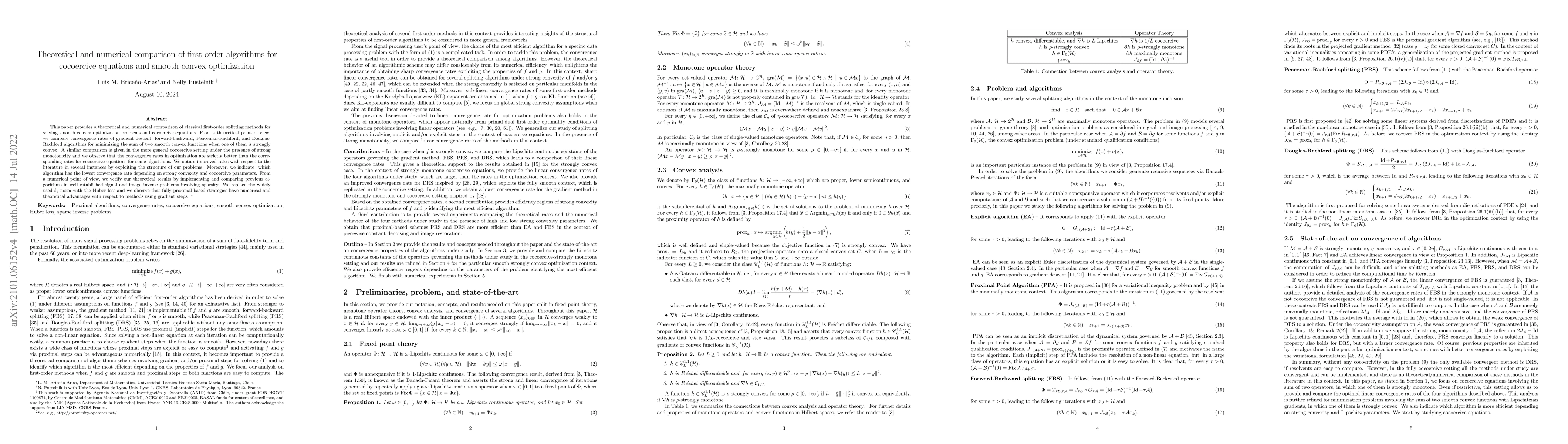 Thumbnail for Theoretical and numerical comparison of first-order algorithms for
  cocoercive equations and smooth convex optimization