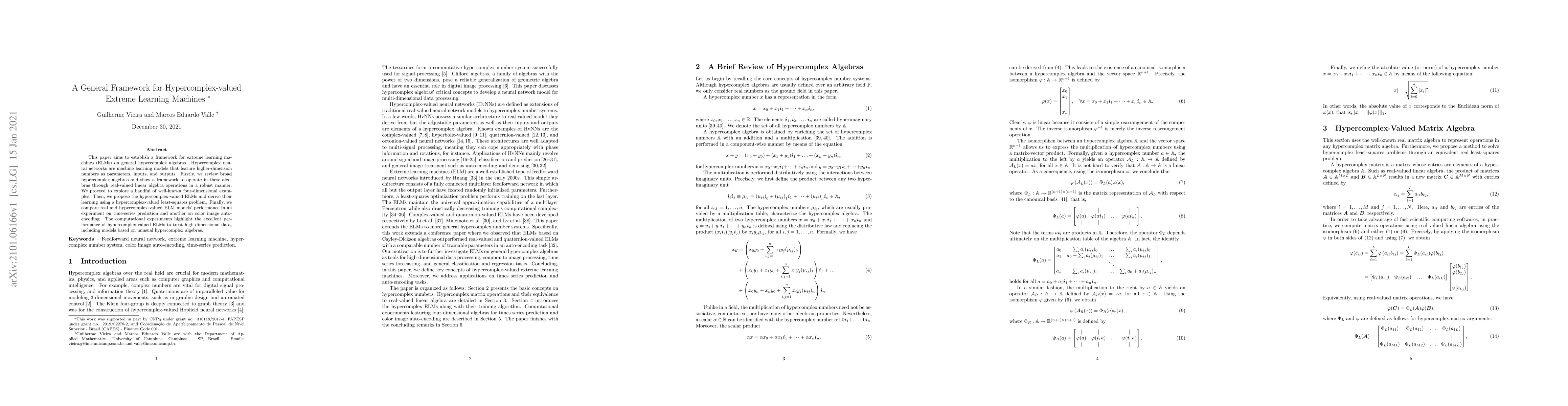 Thumbnail for A General Framework for Hypercomplex-valued Extreme Learning Machines