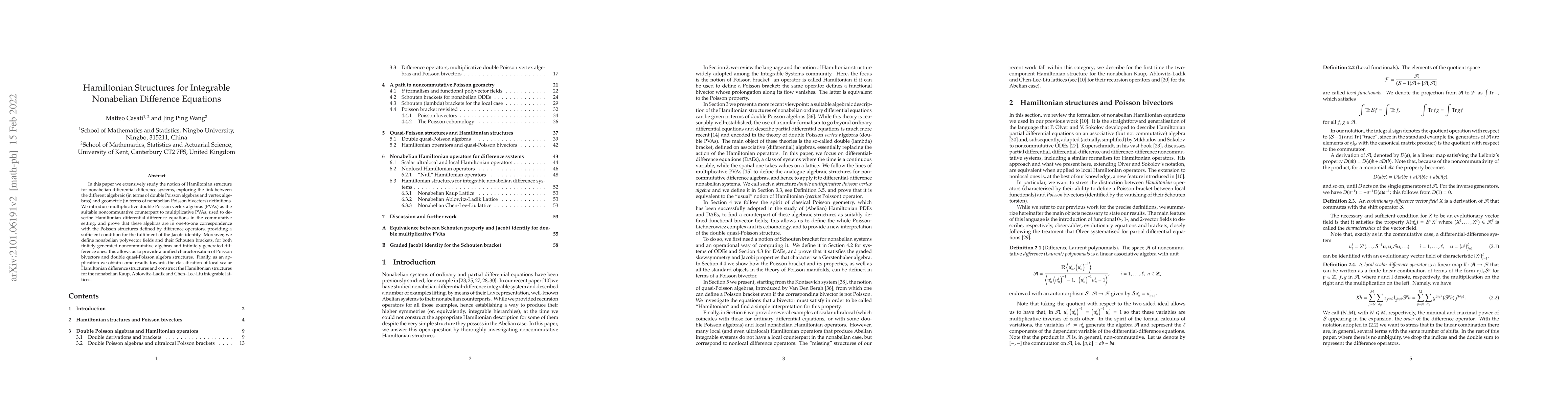Thumbnail for Hamiltonian structures for integrable nonabelian difference equations