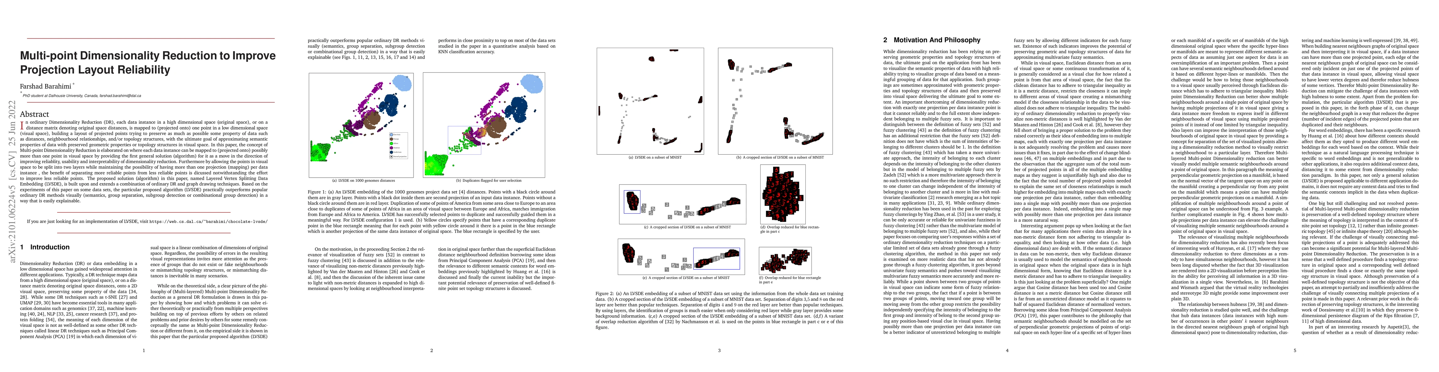 Thumbnail for Multi-point dimensionality reduction to improve projection layout
  reliability