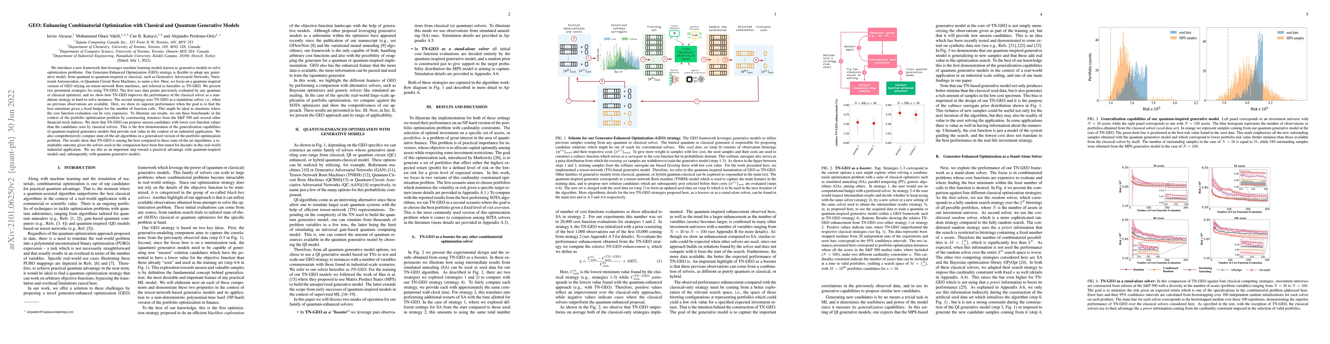 Thumbnail for GEO: Enhancing Combinatorial Optimization with Classical and Quantum
  Generative Models