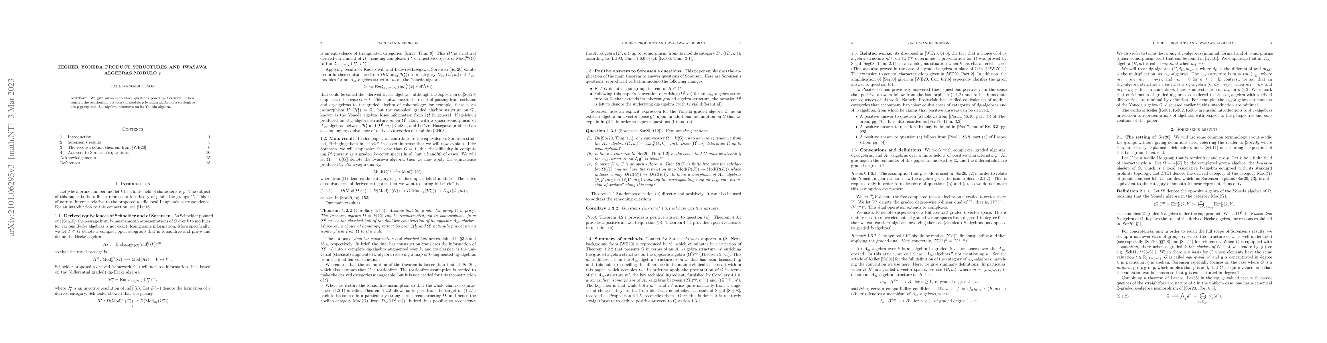 Thumbnail for Higher Yoneda product structures and Iwasawa algebras modulo $p$