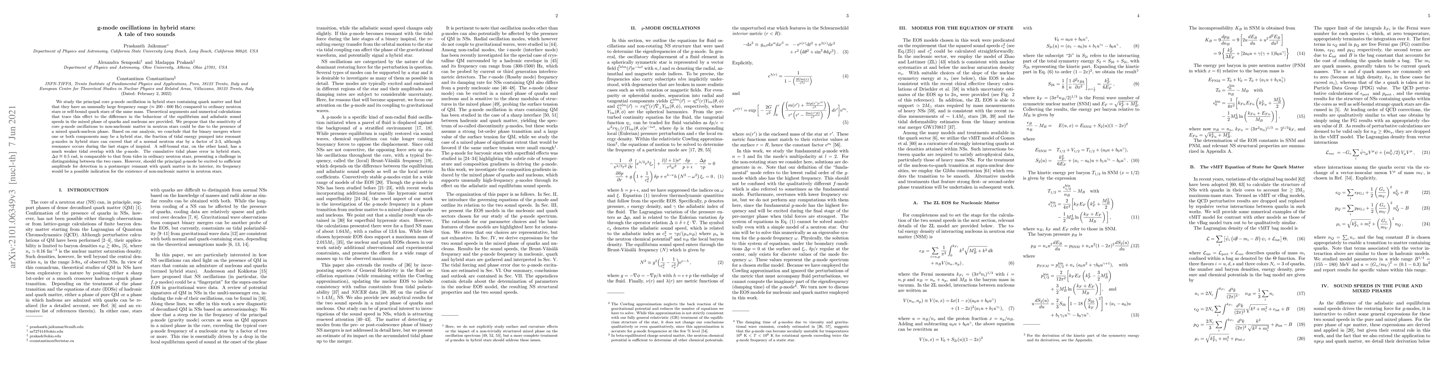 Thumbnail for g-mode Oscillations in Hybrid Stars: A Tale of Two Sounds