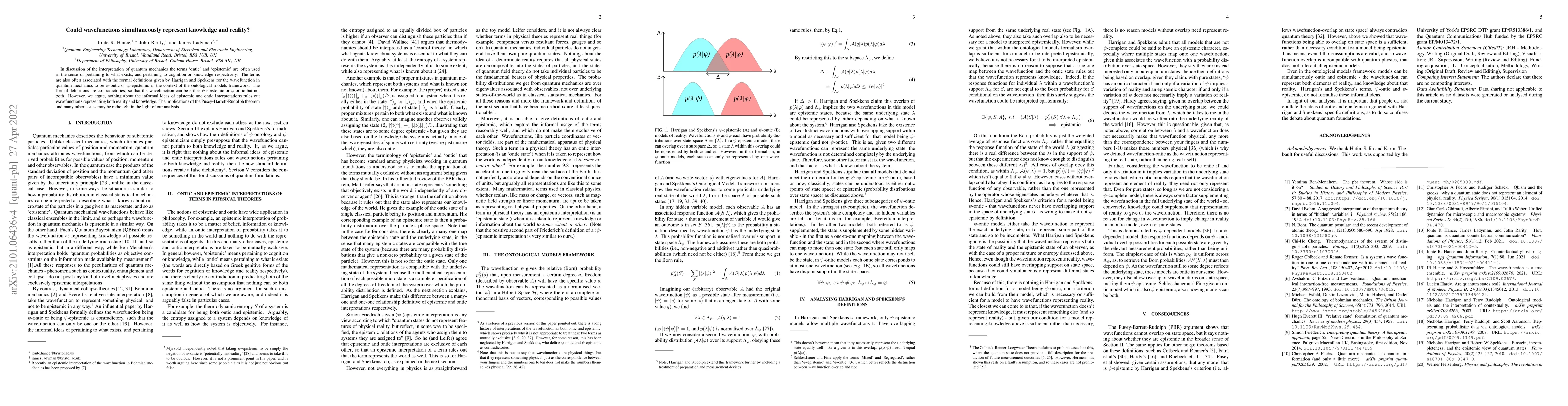 Thumbnail for Could wavefunctions simultaneously represent knowledge and reality?