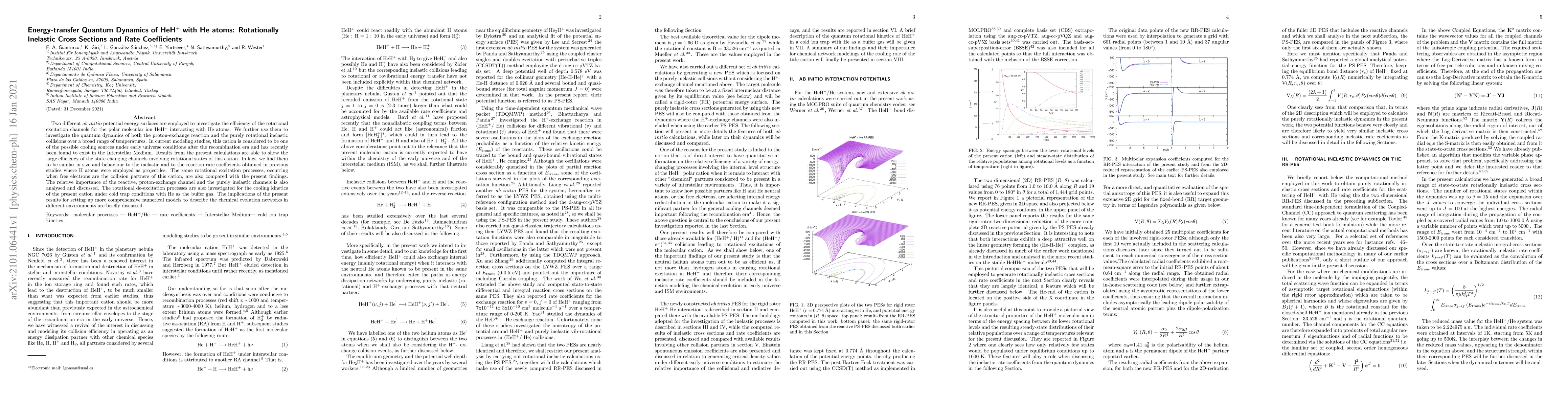 Thumbnail for Energy-transfer Quantum Dynamics of HeH$^+$ with He atoms: Rotationally
  Inelastic Cross Sections and Rate Coefficients