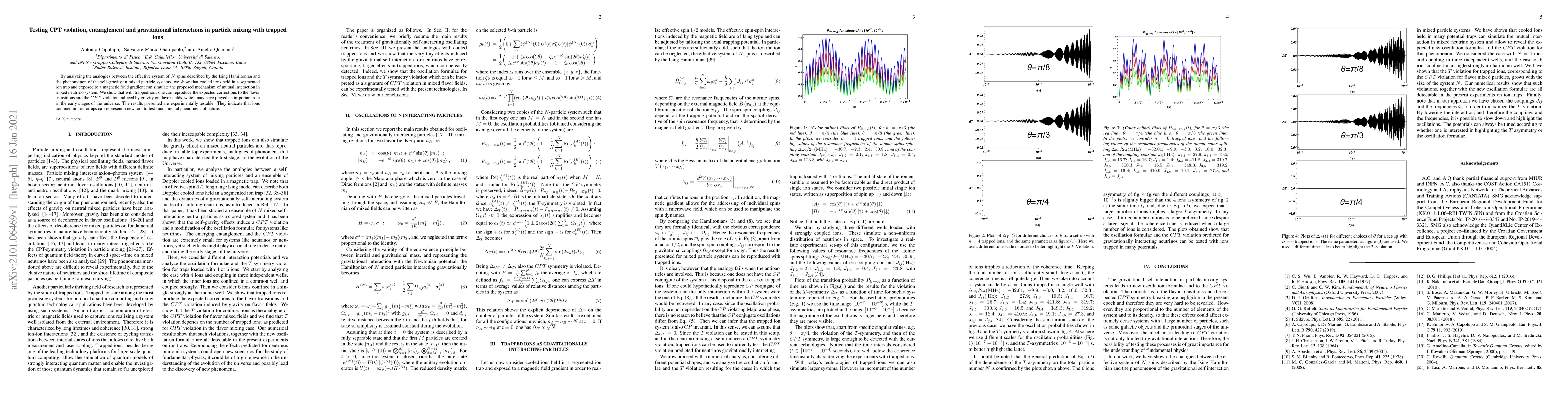 Thumbnail for Testing CPT violation, entanglement and gravitational interactions in
  particle mixing with trapped ions