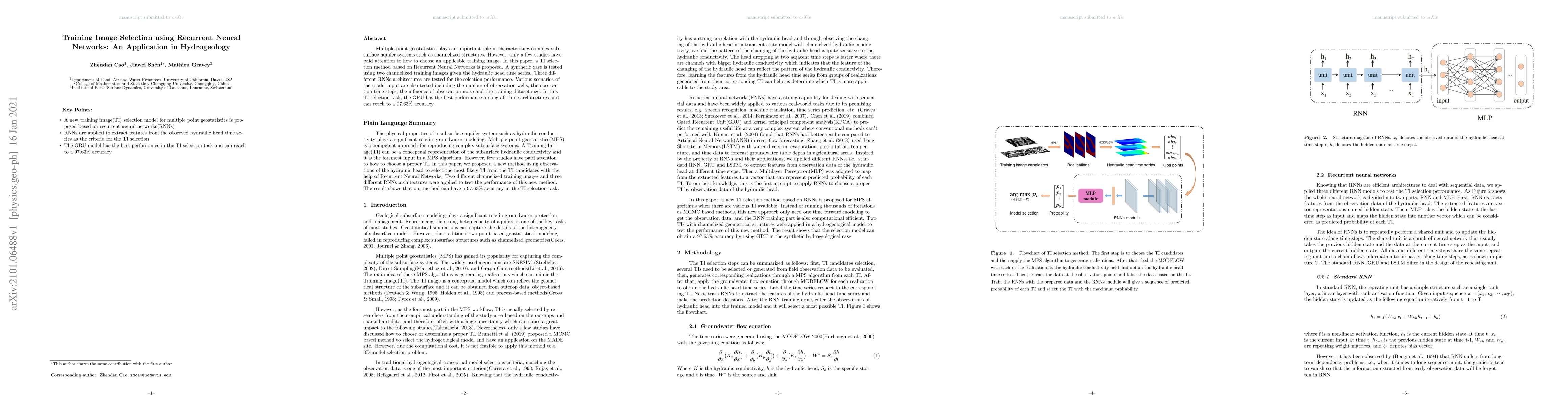 Thumbnail for Training Image Selection using Recurrent Neural Networks: An Application
  in Hydrogeology