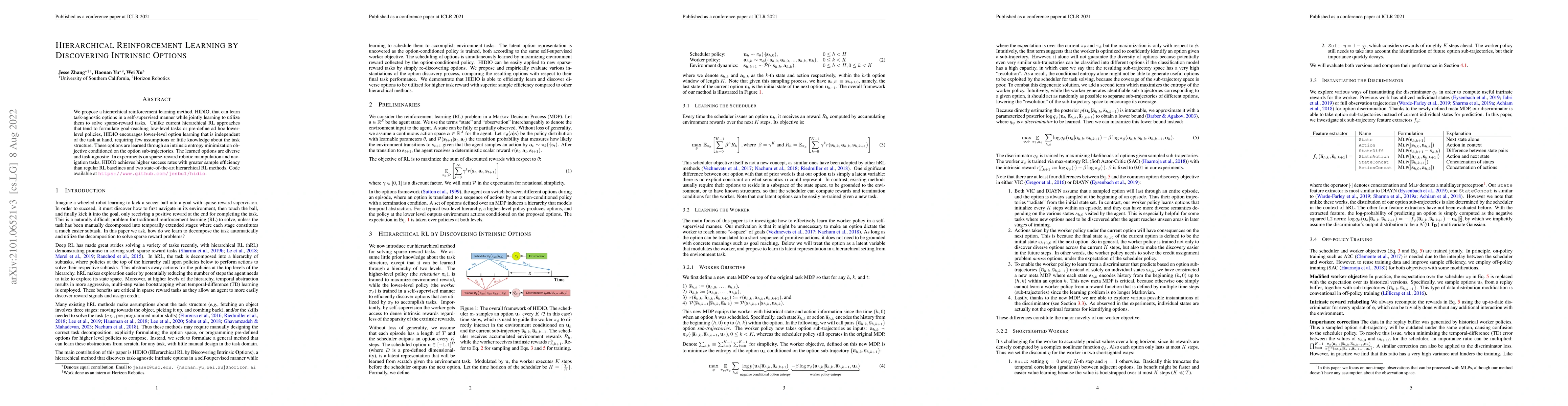 Thumbnail for Hierarchical Reinforcement Learning By Discovering Intrinsic Options