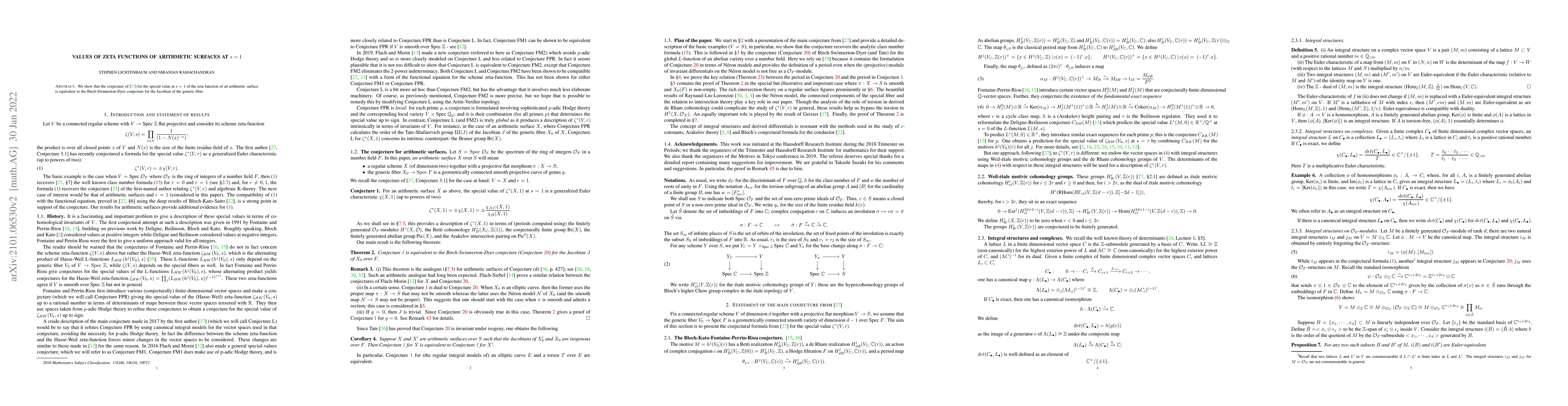 Thumbnail for Values of zeta functions of arithmetic surfaces at $s=1$