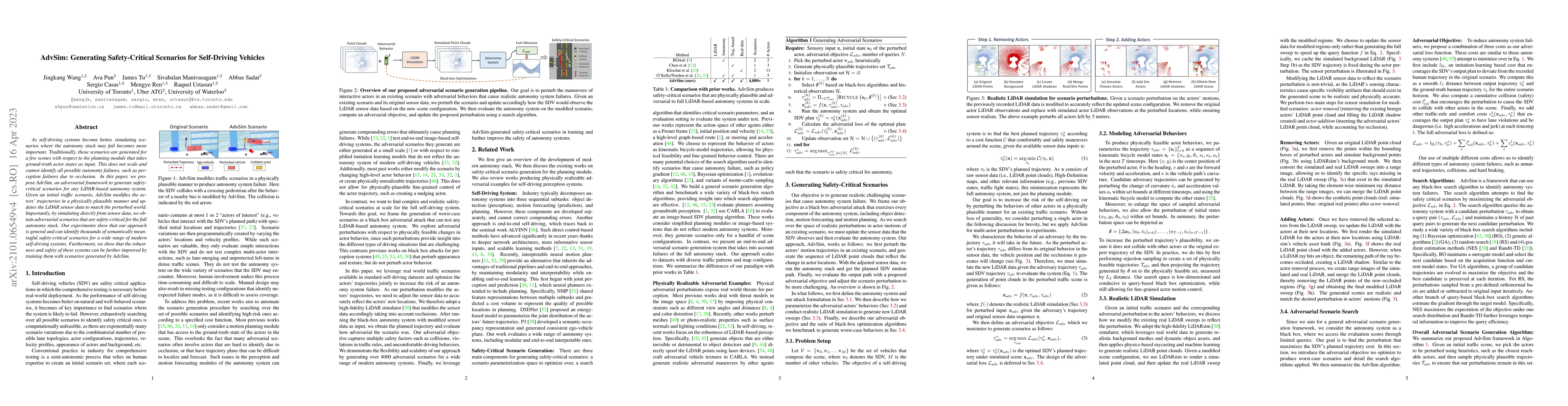Thumbnail for AdvSim: Generating Safety-Critical Scenarios for Self-Driving Vehicles