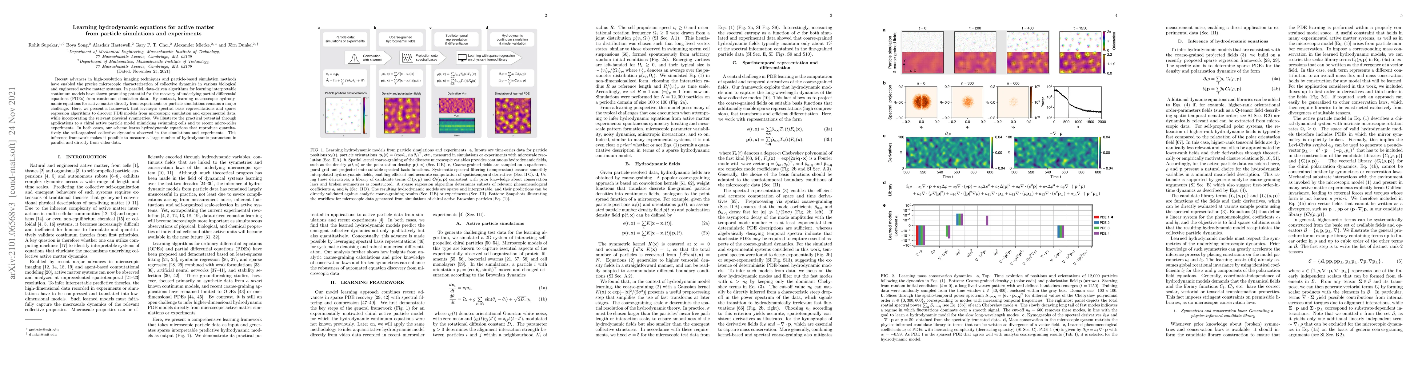 Thumbnail for Learning hydrodynamic equations for active matter from particle
  simulations and experiments