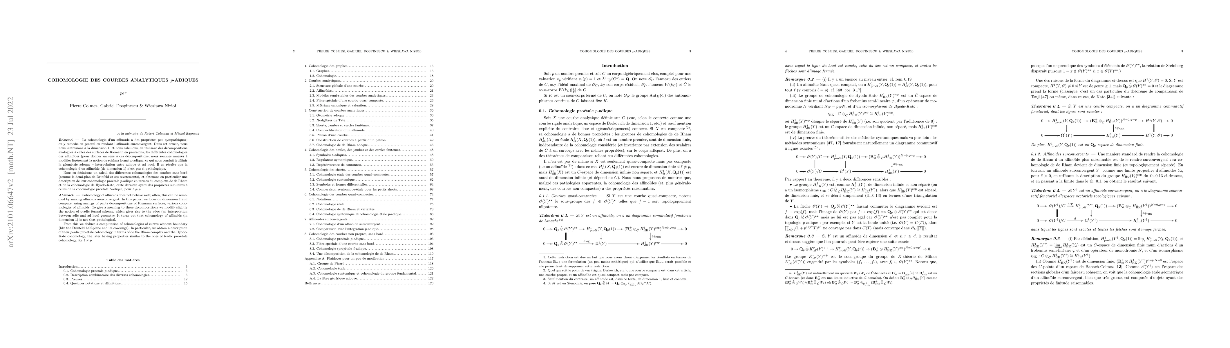 Thumbnail for Cohomologie des courbes analytiques $p$-adiques