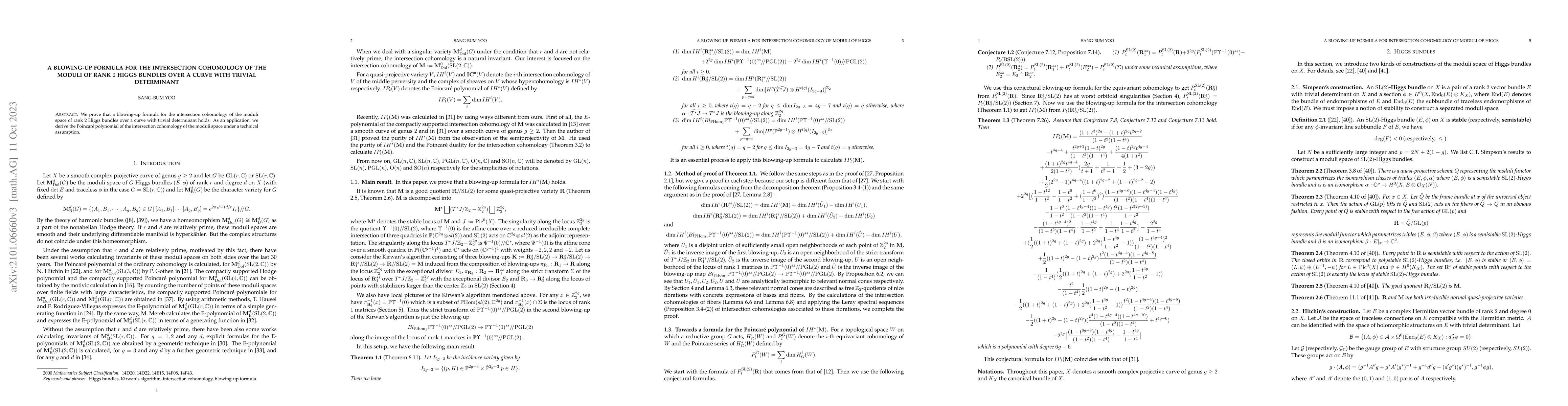 Thumbnail for A blowing-up formula for the intersection cohomology of the moduli of
  rank 2 Higgs bundles over a curve with trivial determinant