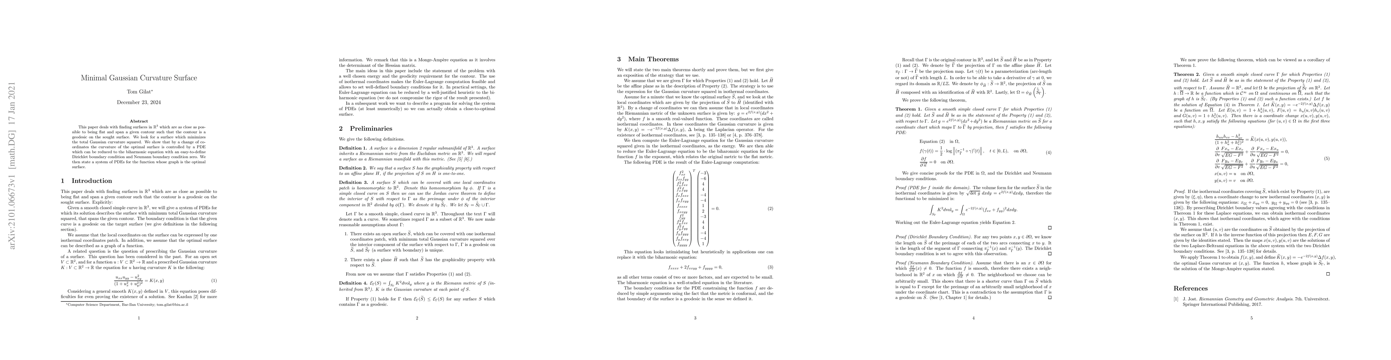 Thumbnail for Minimal Gaussian Curvature Surface