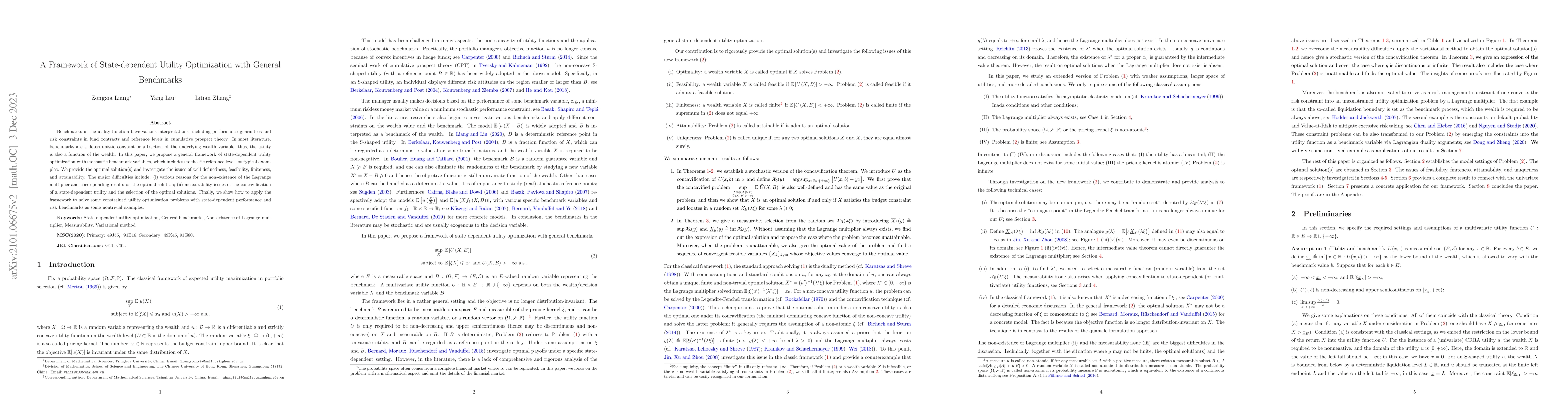 Thumbnail for A Framework of State-dependent Utility Optimization with General
  Benchmarks