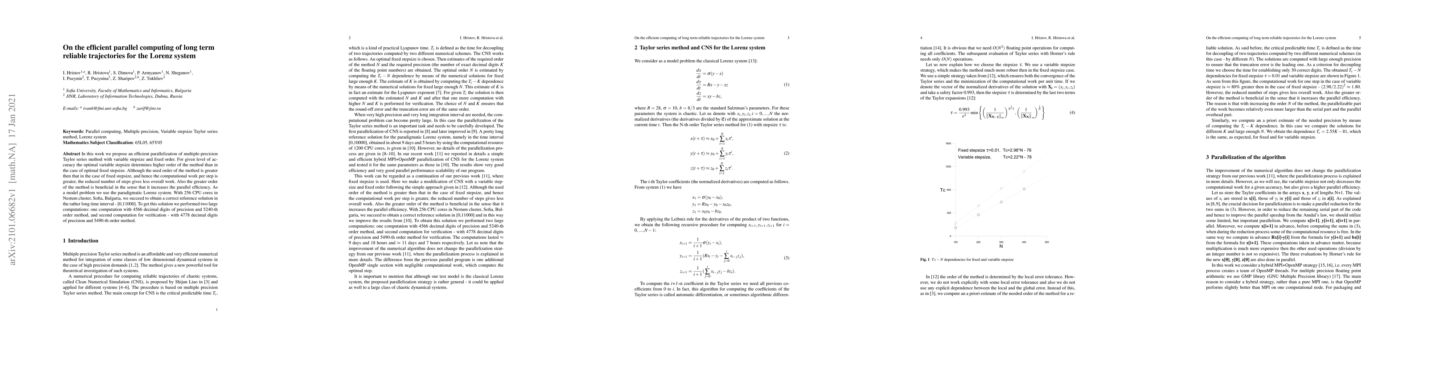Thumbnail for On the efficient parallel computing of long term reliable trajectories
  for the Lorenz system