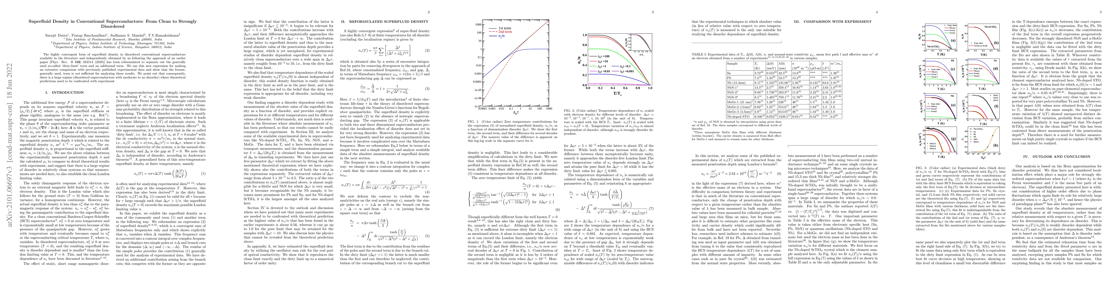 Thumbnail for Superfluid Density in Conventional Superconductors: From Clean to
  Strongly Disordered