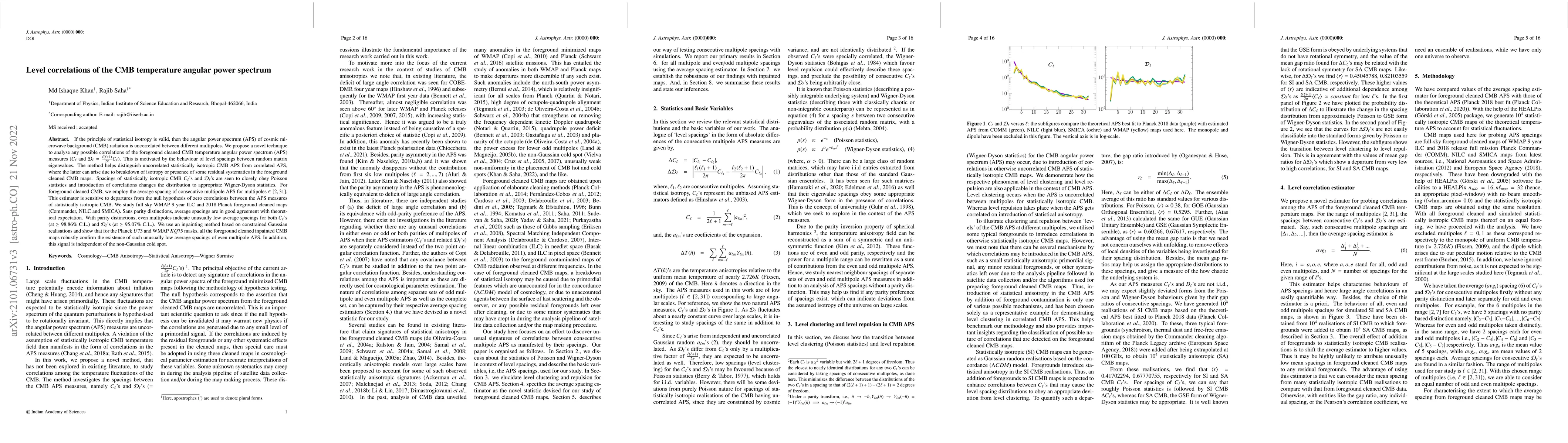 Thumbnail for Level correlations of the CMB temperature angular power spectrum