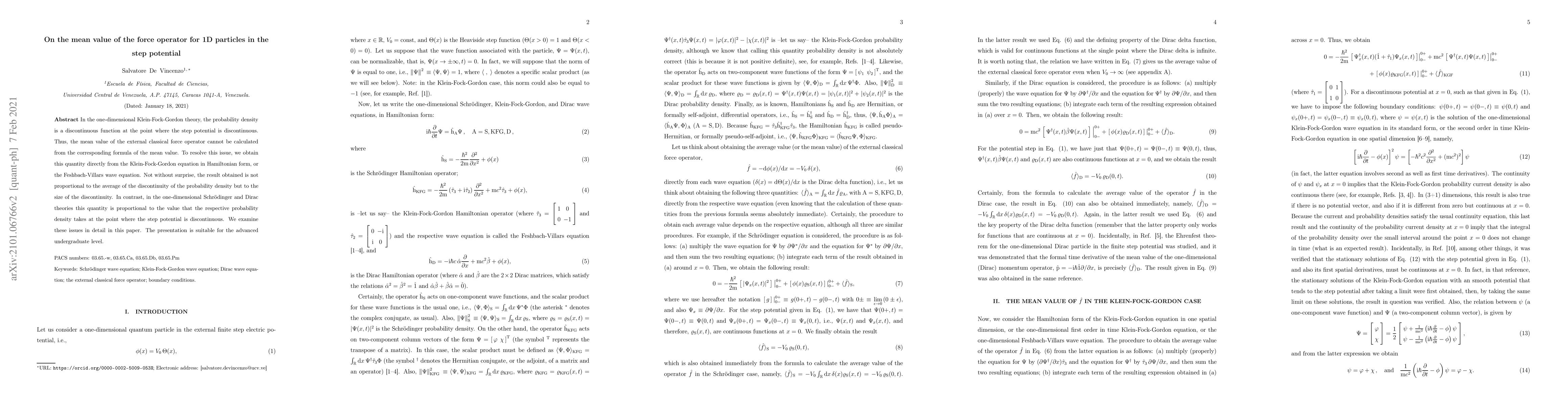 Thumbnail for On the mean value of the force operator for 1D particles in the step
  potential