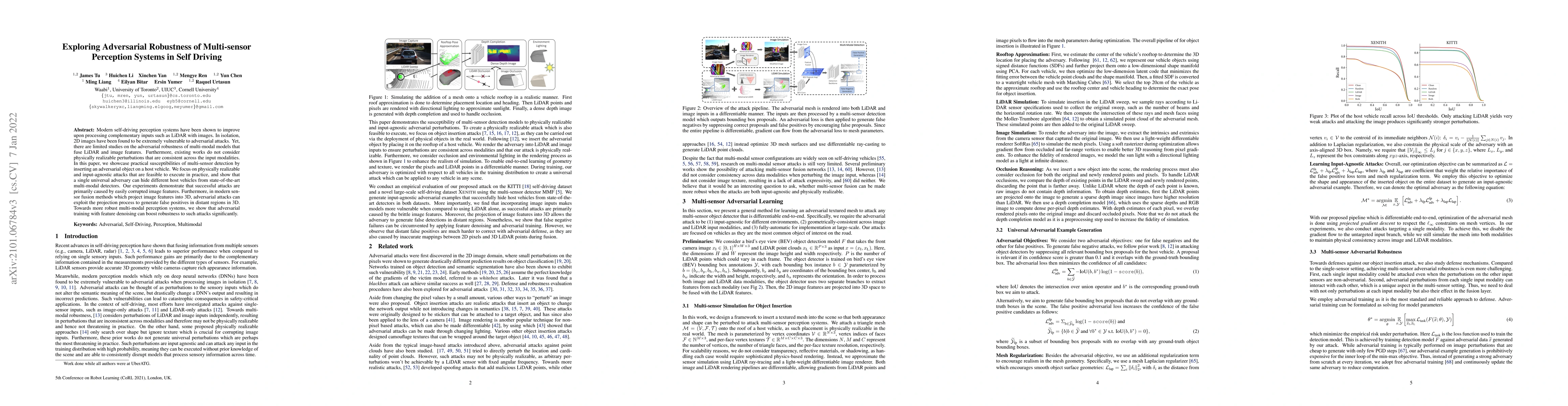 Thumbnail for Exploring Adversarial Robustness of Multi-Sensor Perception Systems in
  Self Driving