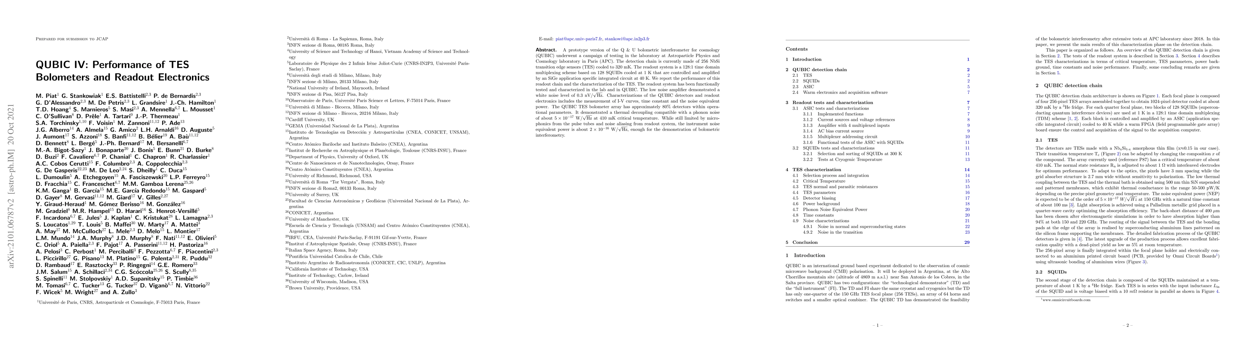 Thumbnail for QUBIC IV: Performance of TES Bolometers and Readout Electronics