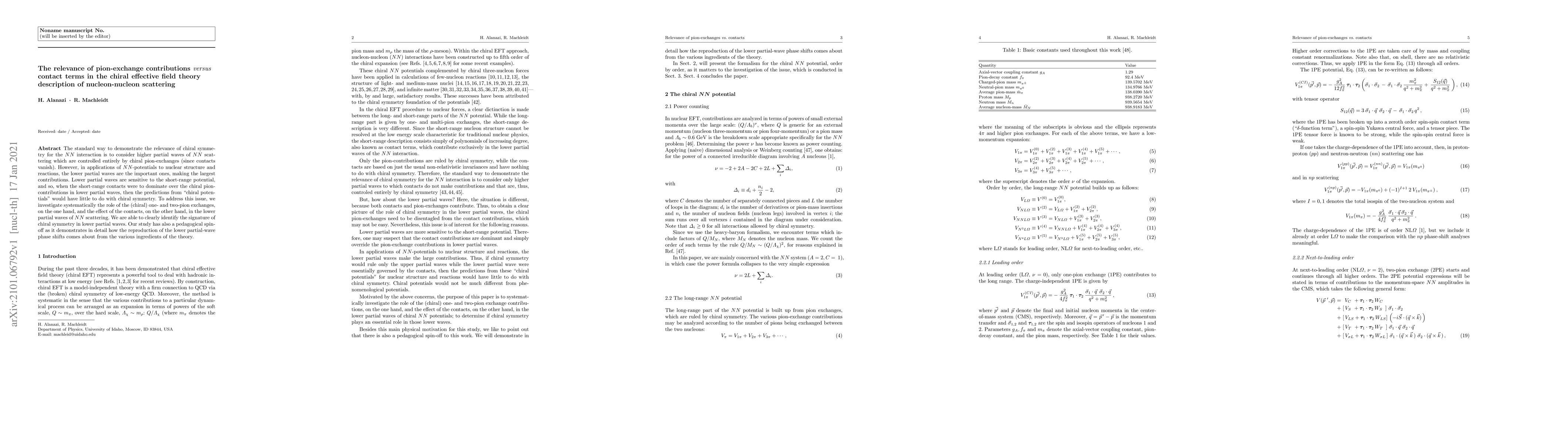 Thumbnail for The relevance of pion-exchange contributions versus contact terms in the
  chiral effective field theory description of nucleon-nucleon scattering