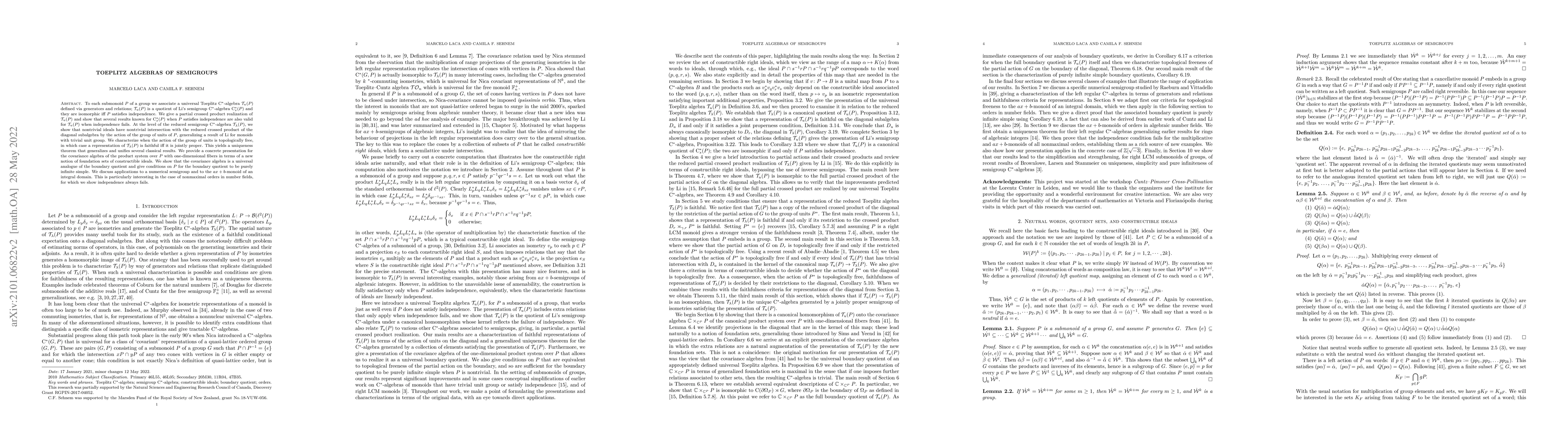 Thumbnail for Toeplitz algebras of semigroups