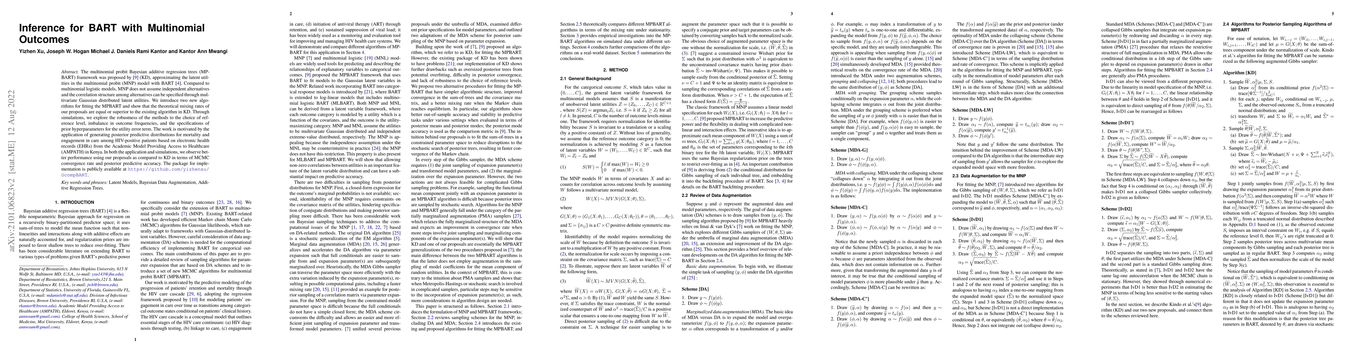 Thumbnail for Inference for BART with Multinomial Outcomes
