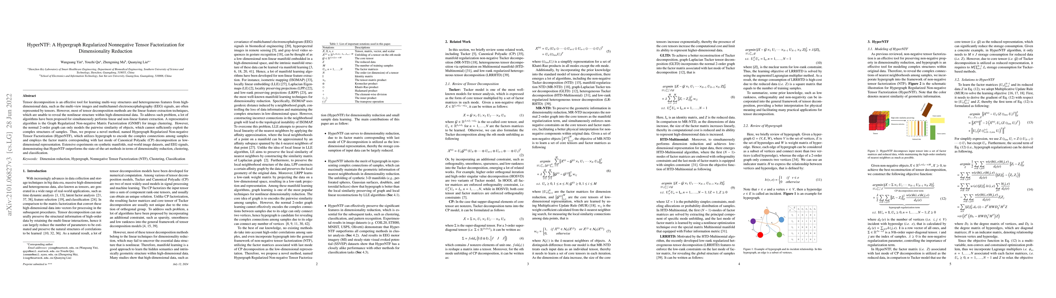 Thumbnail for HyperNTF: A Hypergraph Regularized Nonnegative Tensor Factorization for
  Dimensionality Reduction