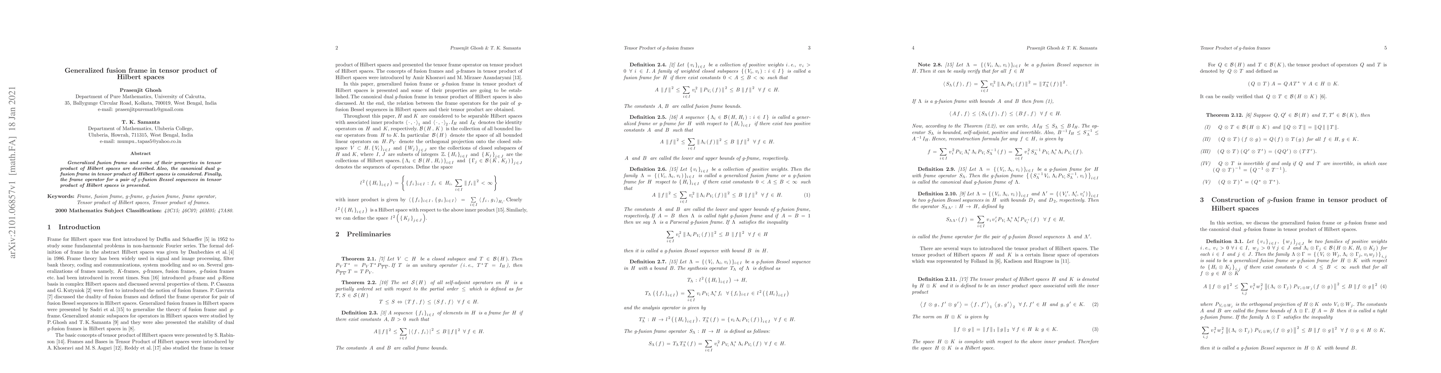 Thumbnail for Generalized fusion frame in tensor product of Hilbert spaces
