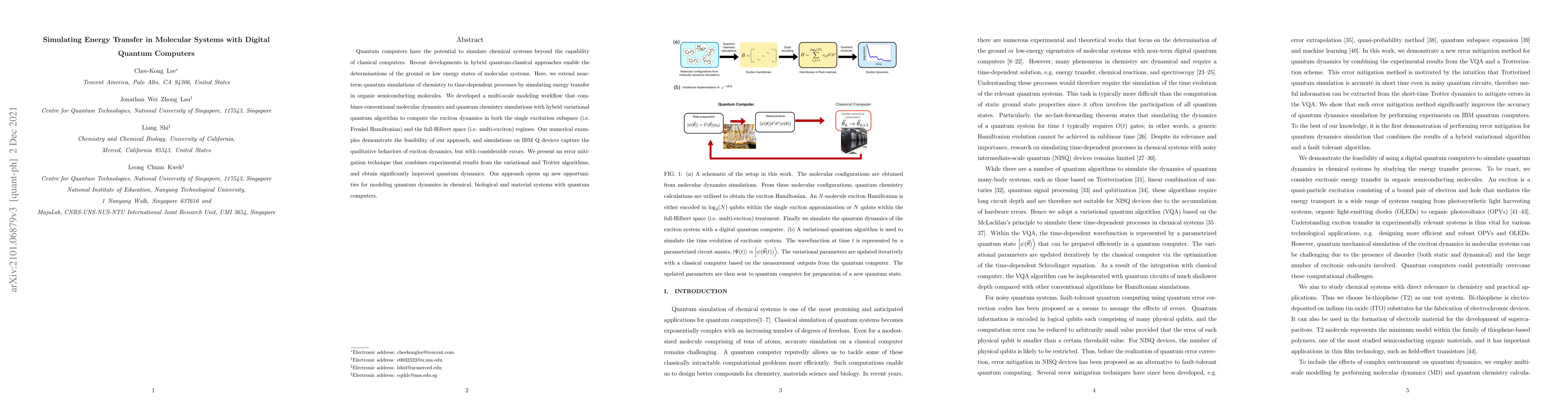 Thumbnail for Simulating Energy Transfer in Molecular Systems with Digital Quantum
  Computers