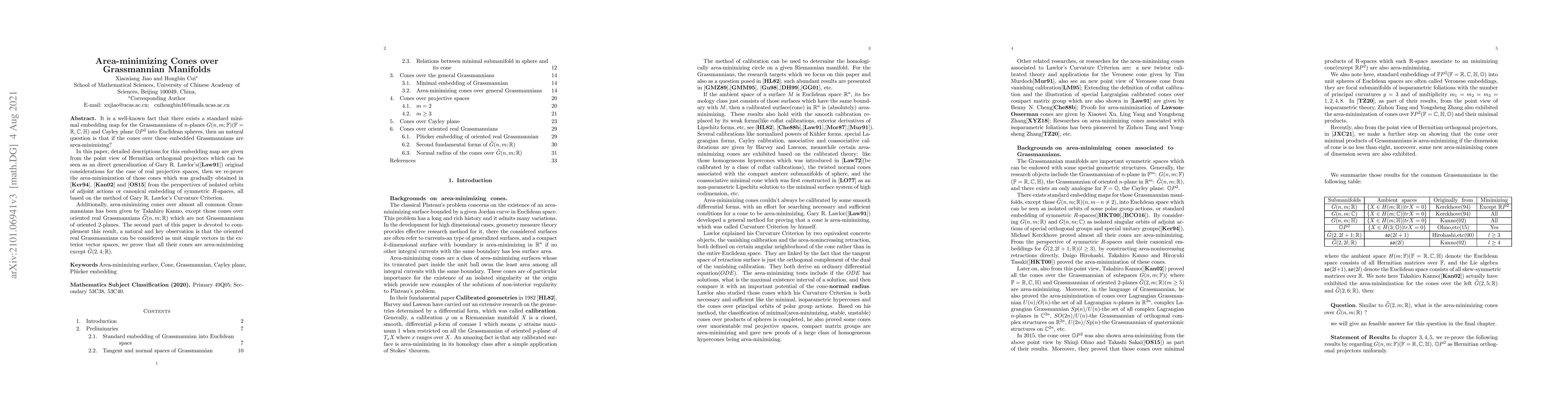 Thumbnail for Area-minimizing Cones over Grassmannian Manifolds