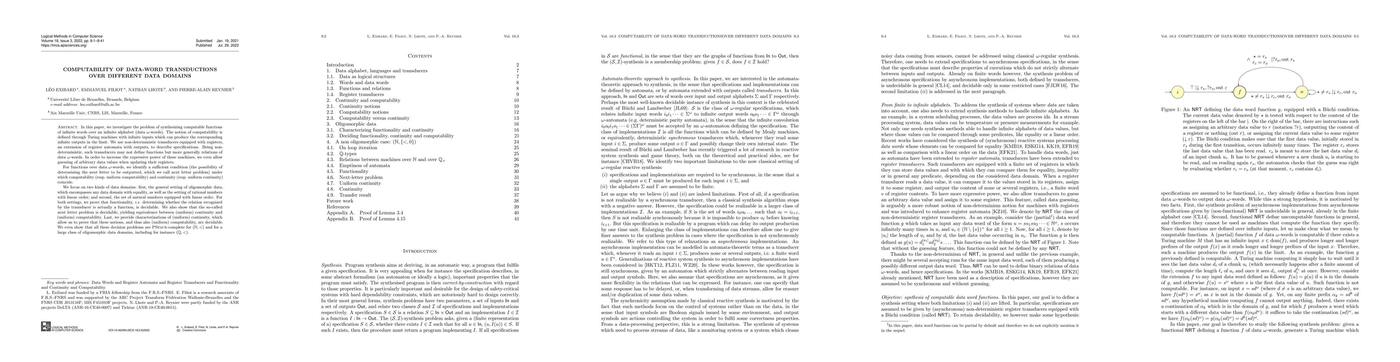 Thumbnail for Computability of Data-Word Transductions over Different Data Domains