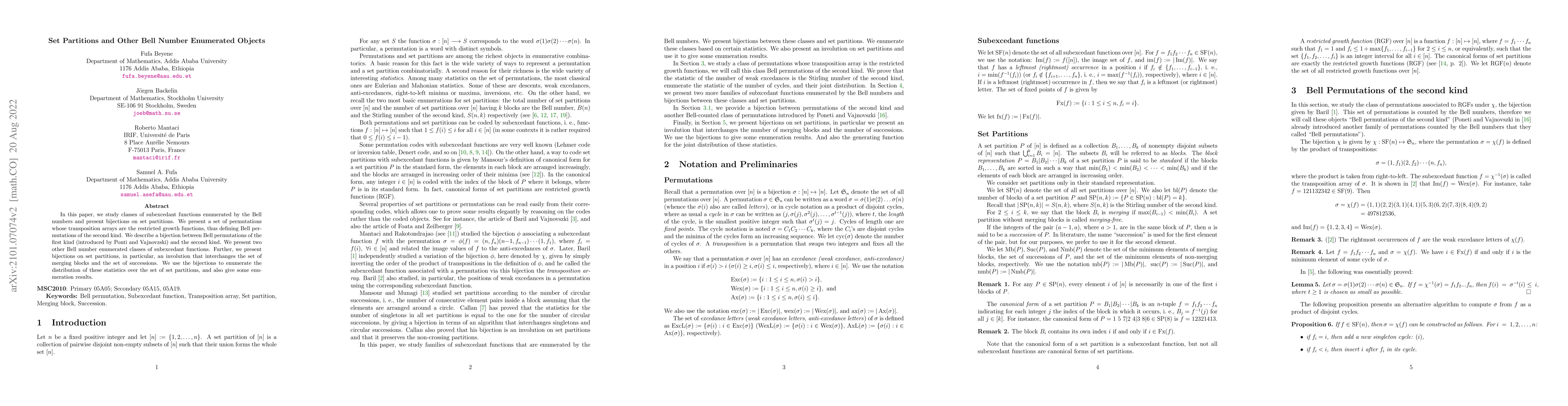 Thumbnail for Set Partitions and Other Bell Number Enumerated Objects