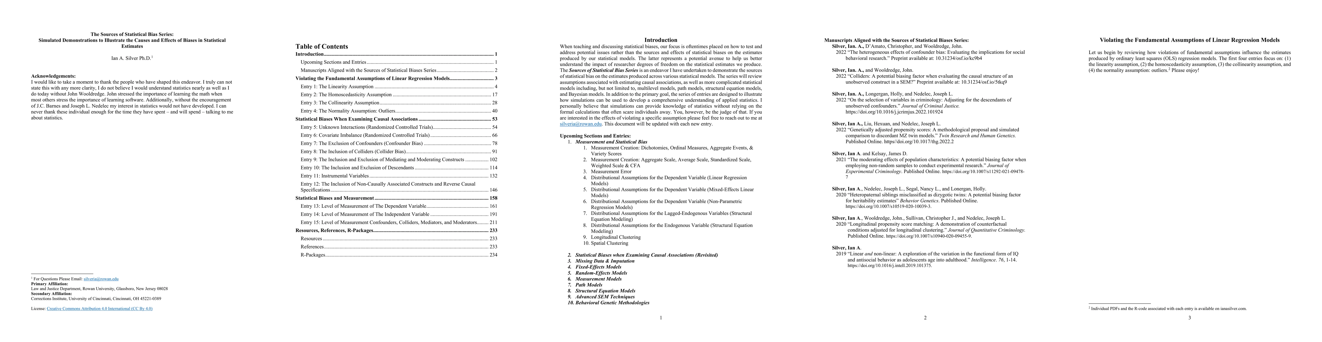 Thumbnail for The Sources of Statistical Bias Series: Simulated Demonstrations to
  Illustrate the Causes and Effects of Biases in Statistical Estimates