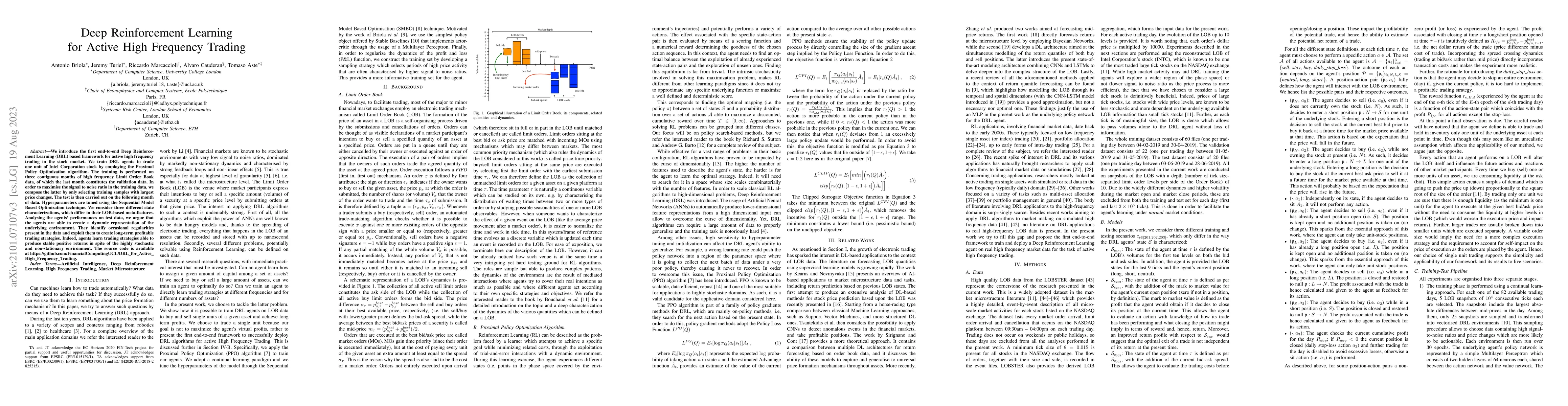 Thumbnail for Deep Reinforcement Learning for Active High Frequency Trading