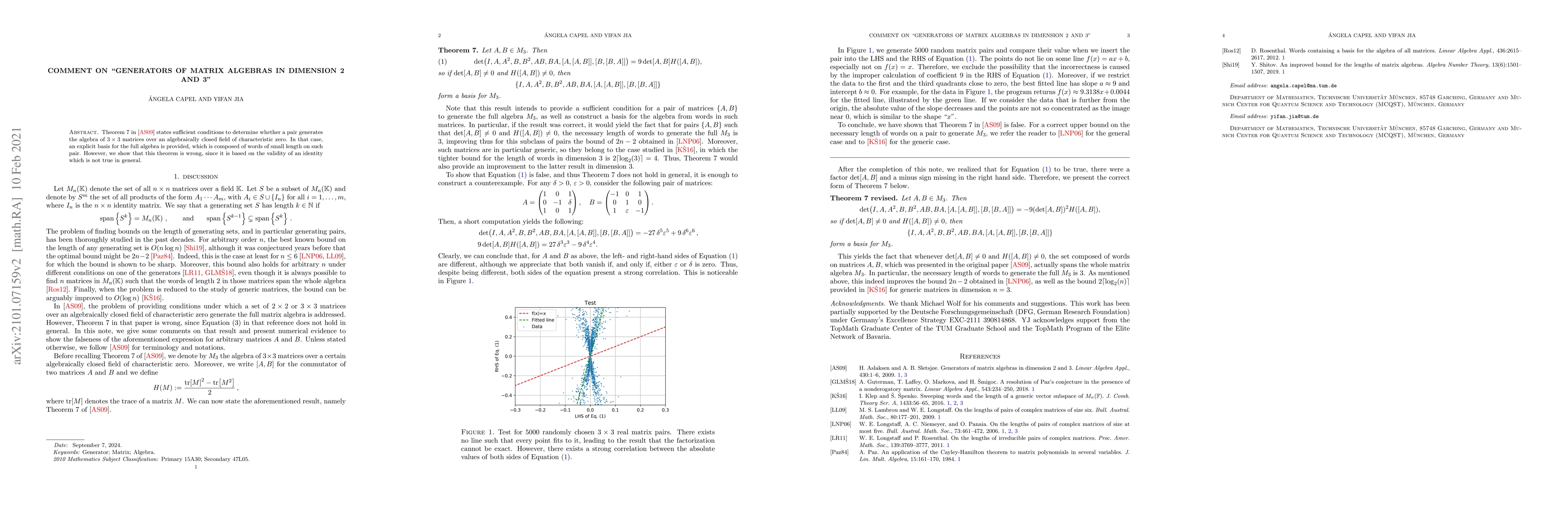 Thumbnail for Comment on "Generators of matrix algebras in dimension 2 and 3"