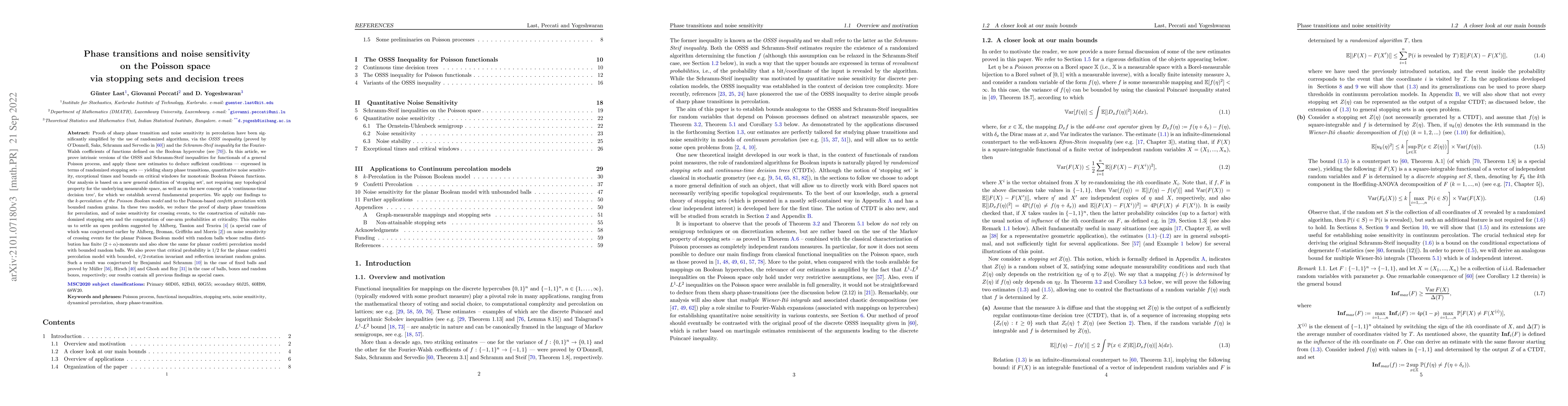 Thumbnail for Phase transitions and noise sensitivity on the Poisson space via
  stopping sets and decision trees