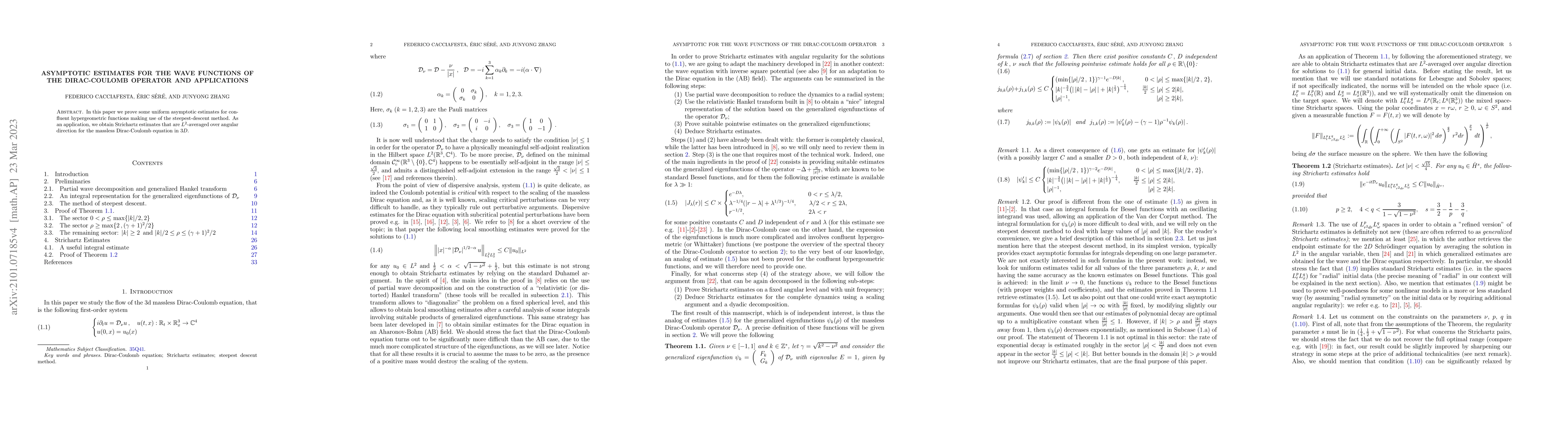 Thumbnail for Asymptotic estimates for the wave functions of the Dirac-Coulomb
  operator and applications