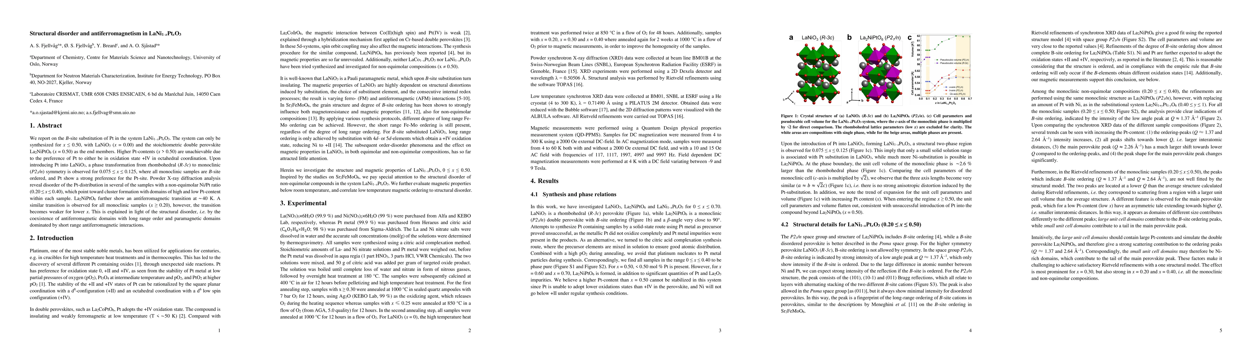 Thumbnail for Structural disorder and antiferromagnetism in LaNi1-xPtxO3