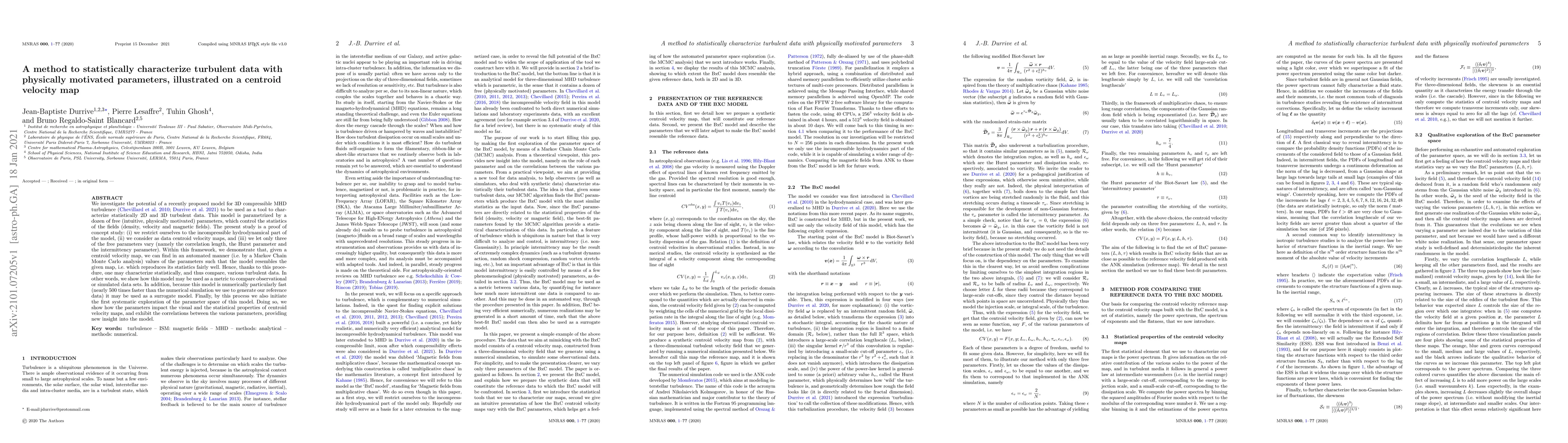 Thumbnail for A method to statistically characterize turbulent data with physically
  motivated parameters, illustrated on a centroid velocity map