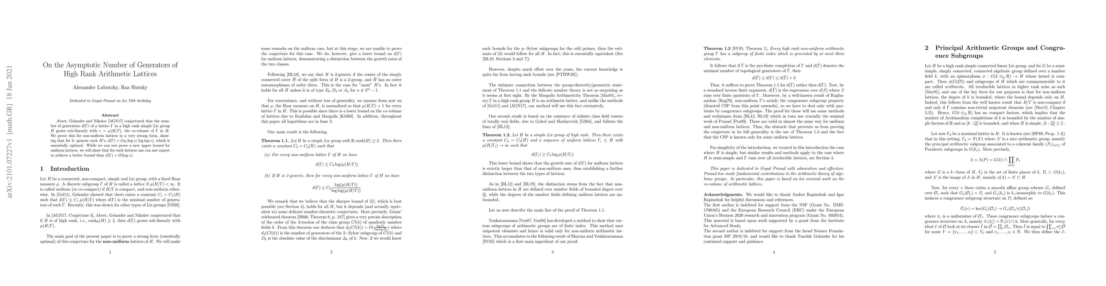 Thumbnail for On the Asymptotic Number of Generators of High Rank Arithmetic Lattices