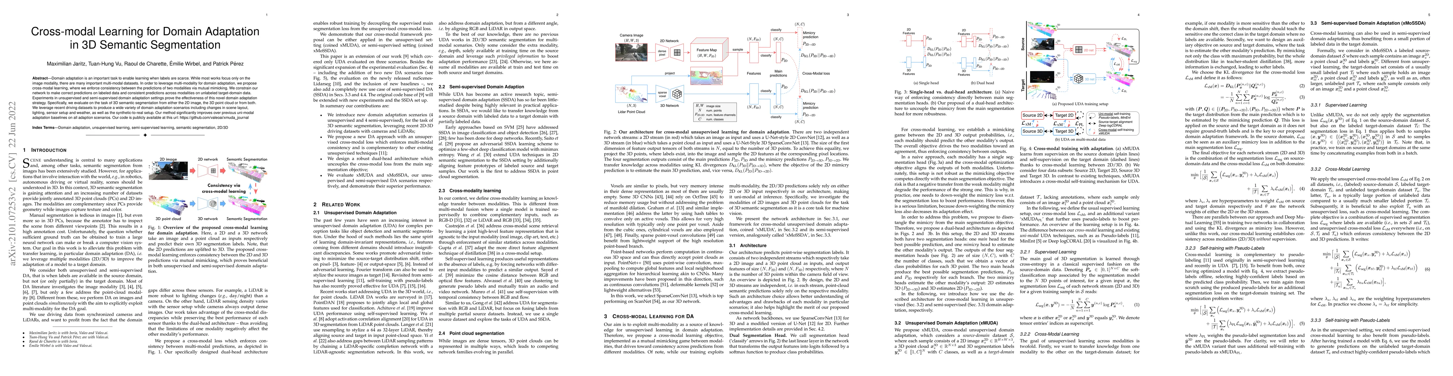 Thumbnail for Cross-modal Learning for Domain Adaptation in 3D Semantic Segmentation