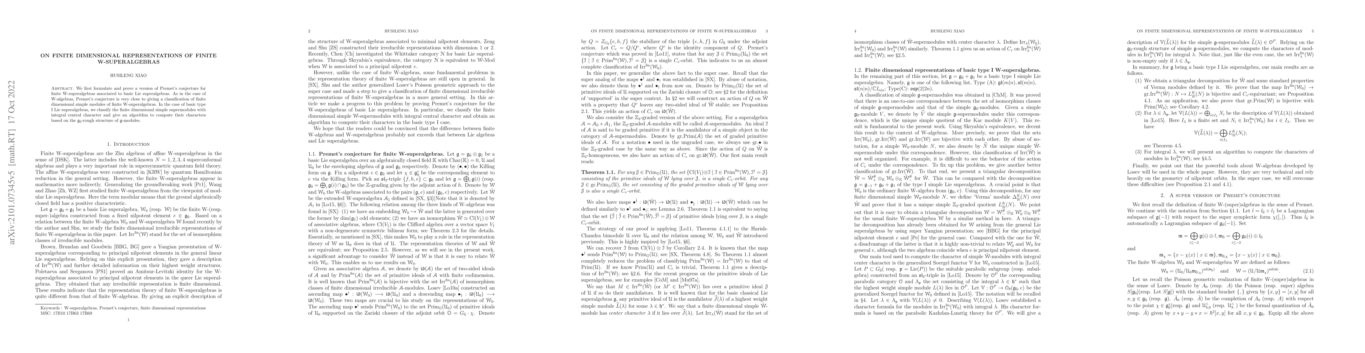 Thumbnail for On finite dimensional representations of finite W-superalgebras