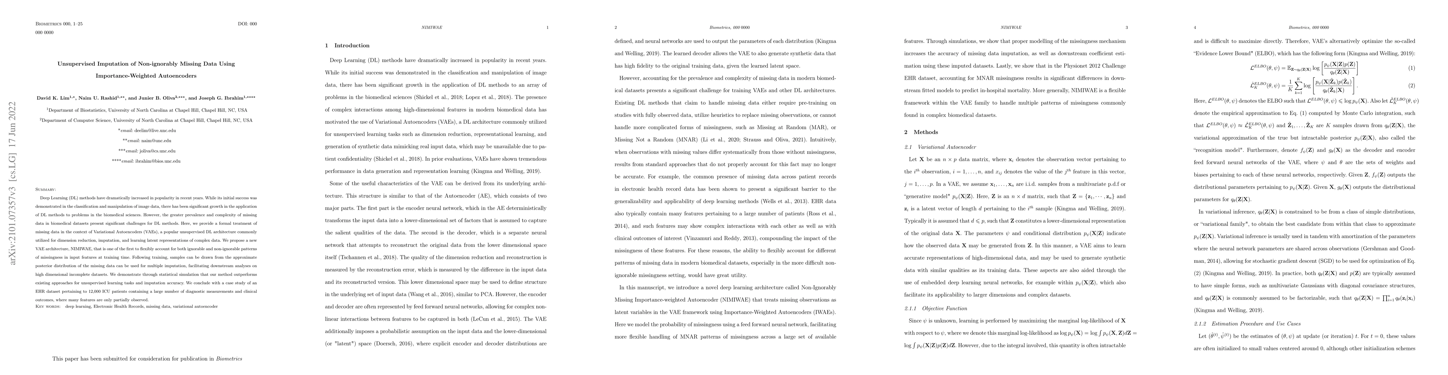Thumbnail for Unsupervised Imputation of Non-ignorably Missing Data Using
  Importance-Weighted Autoencoders