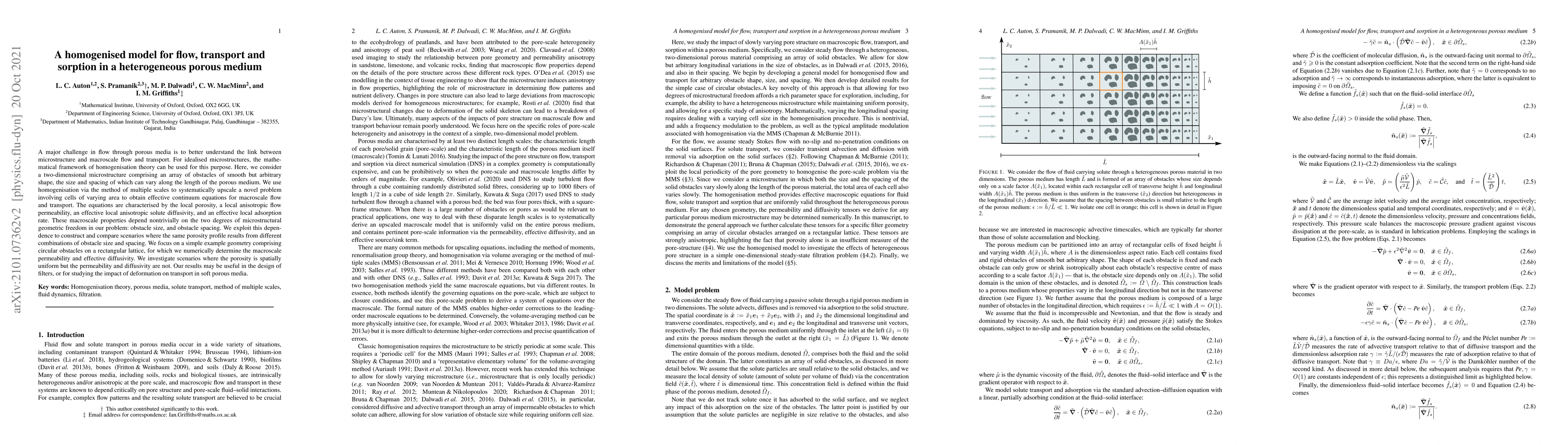 Thumbnail for A homogenised model for flow, transport and sorption in a heterogeneous
  porous medium
