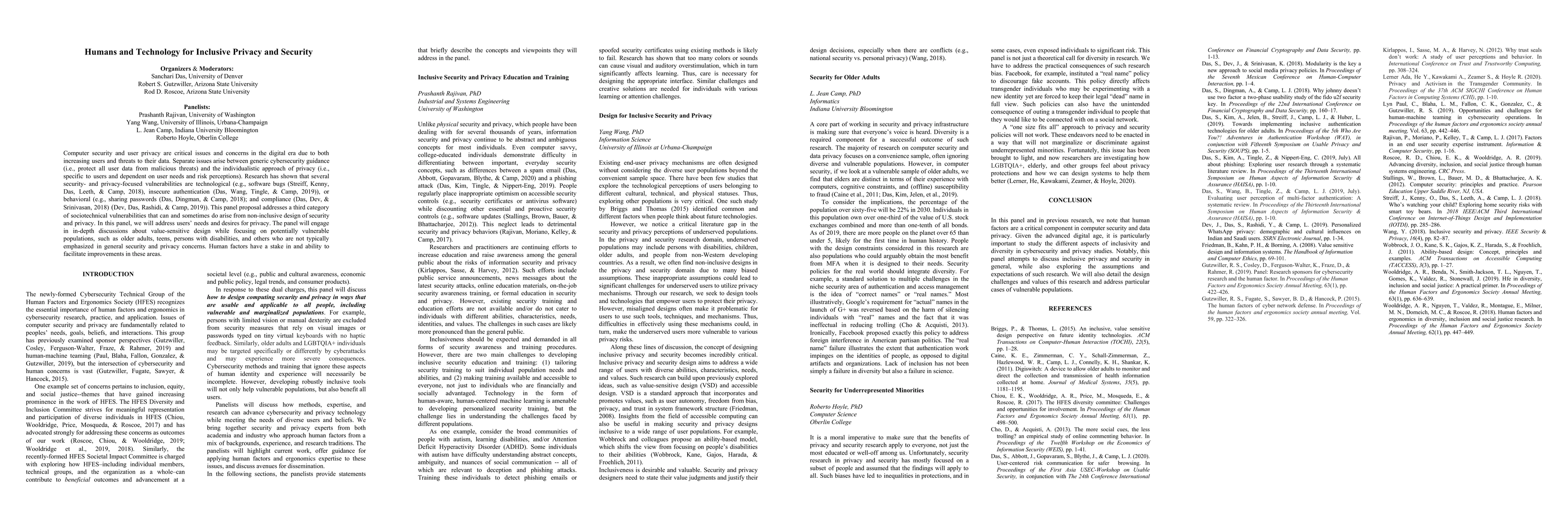 Thumbnail for Panel: Humans and Technology for Inclusive Privacy and Security