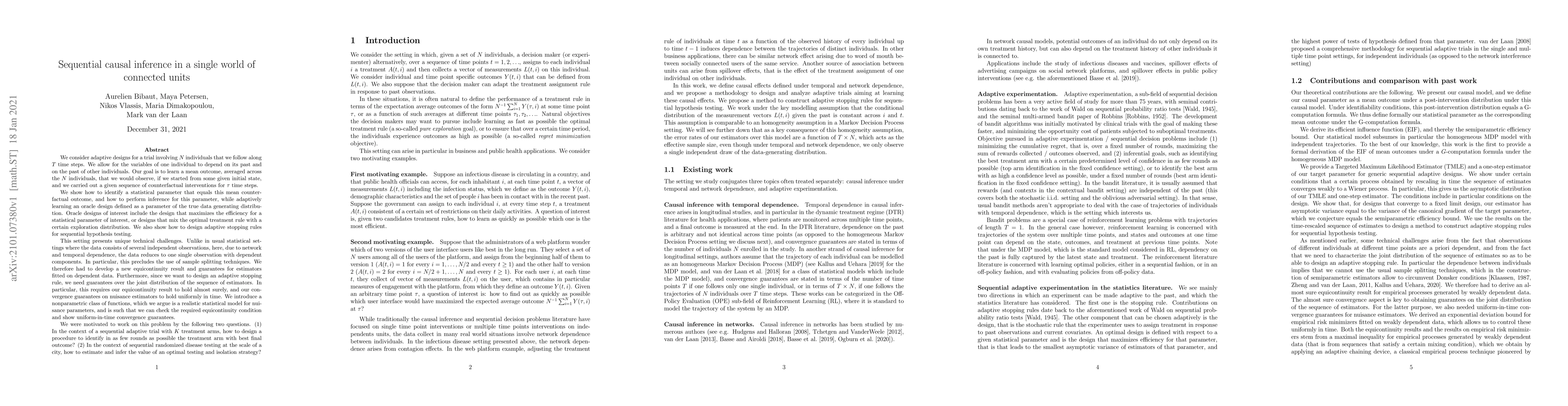 Thumbnail for Sequential causal inference in a single world of connected units